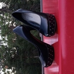 Black High Heels with Studded Platform